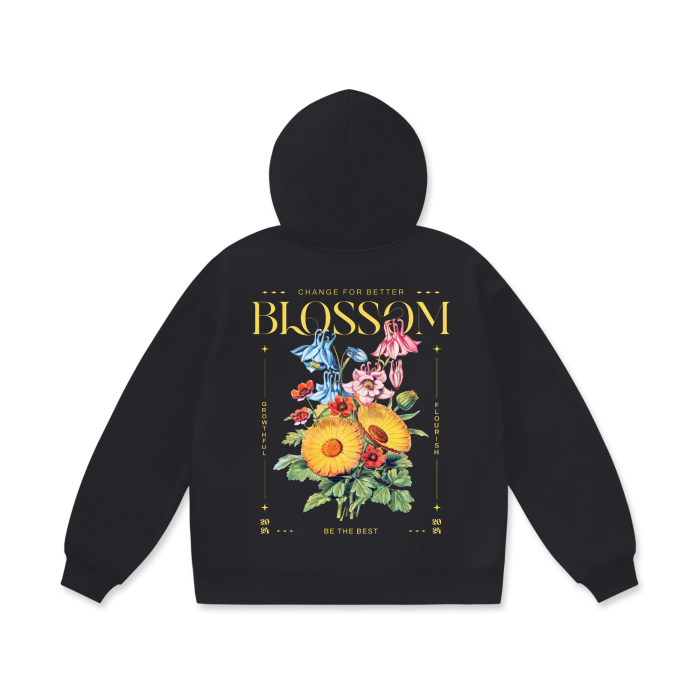 Yellow Bouquet Oversize Heavyweight Fleece Hoodie - 460 GSM