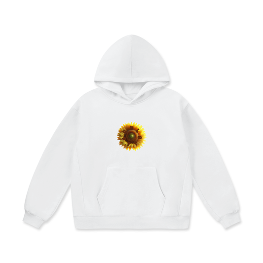 Front and Back Sunflower Oversize Heavyweight Fleece Hoodie - 460 GSM