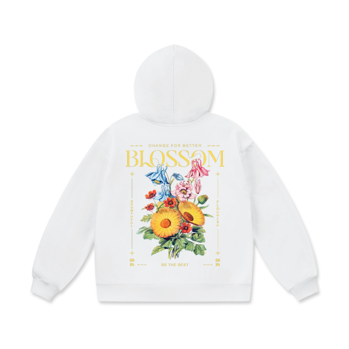 Yellow Bouquet Oversize Heavyweight Fleece Hoodie - 460 GSM