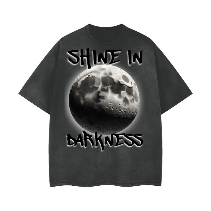 Shine In Darkness Vintage Wash Frayed T-Shirt - 260 GSM