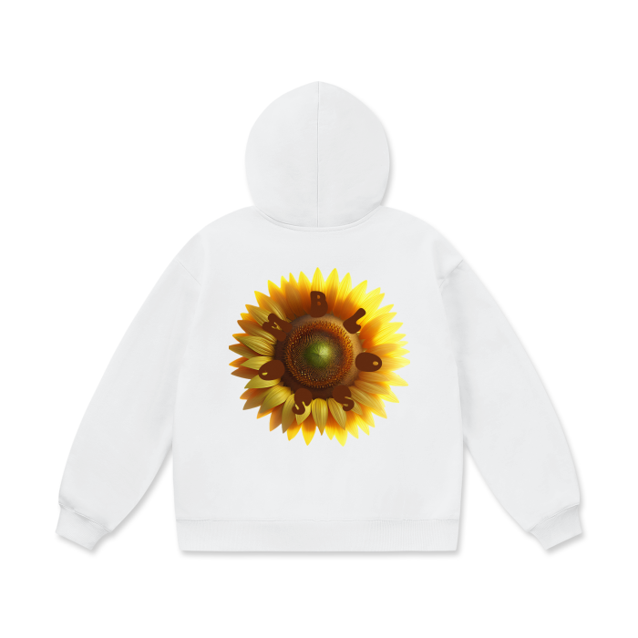 Front and Back Sunflower Oversize Heavyweight Fleece Hoodie - 460 GSM