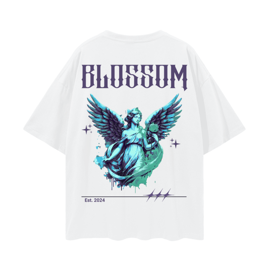 Blue Purple Green Angel Oversize Deep Drop Shoulder Tee - 190 GSM