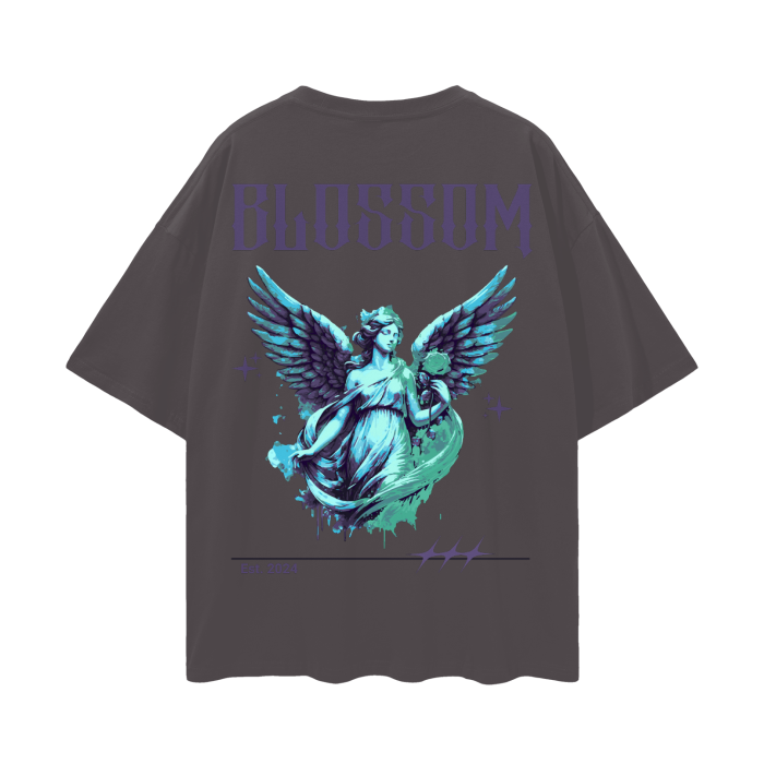 Blue Purple Green Angel Oversize Deep Drop Shoulder Tee - 190 GSM