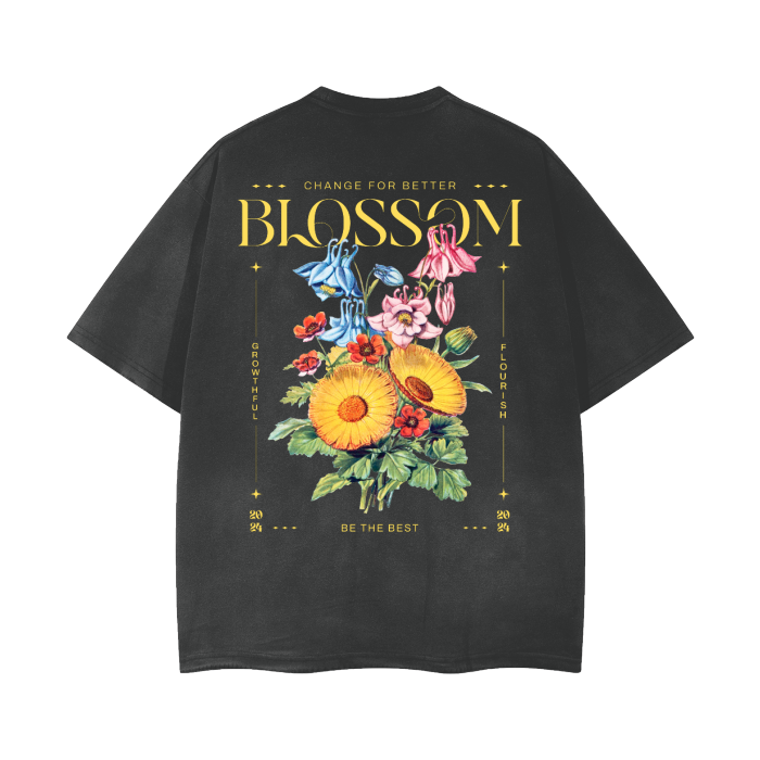 Yellow Bouquet Vintage Wash Frayed T-Shirt - 260 GSM