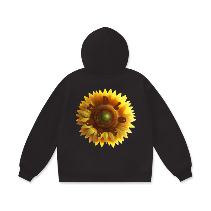 Front and Back Sunflower Oversize Heavyweight Fleece Hoodie - 460 GSM