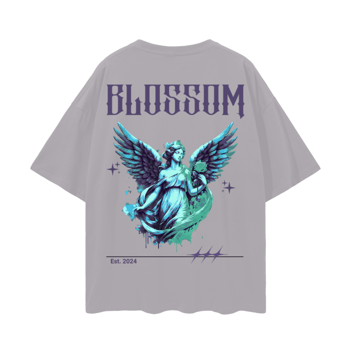 Blue Purple Green Angel Oversize Deep Drop Shoulder Tee - 190 GSM